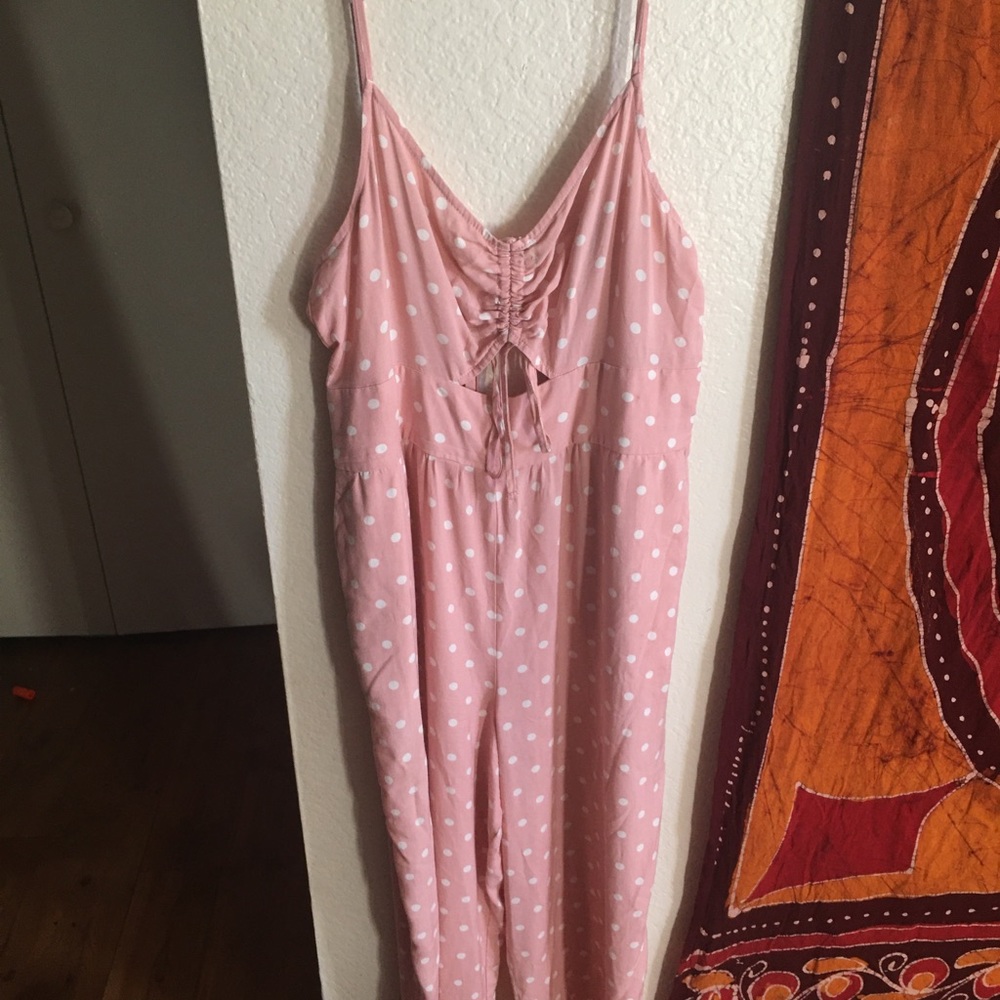 Pink Wild Fable jumper/romper with white dots